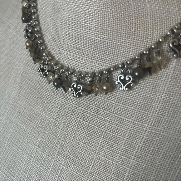 Brighton Silver Collar-Style Necklace with Organic Design - Picture 2 of 4